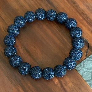 NWT FTH blue rhinestone bead stretch bracelet
